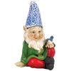 Gnome with Bird Solar Garden Statue