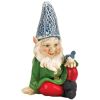 Gnome with Bird Solar Garden Statue