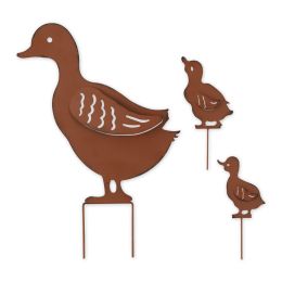 Duck Family Rustic Garden Stake Set