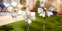 Mixed Pattern Metal Flower Garden Stake - 38.5 inches