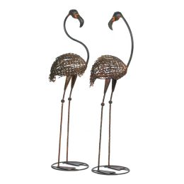 Cast Iron Flamingo Yard Art Pair