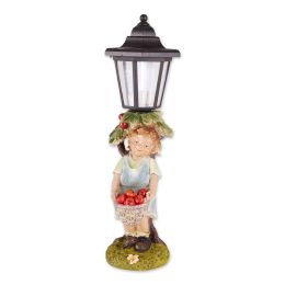 Child with Apple Basket Solar Garden Light