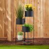 Three-Tier Matte Black Metal Plant Stand