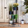 Three-Tier Matte Black Metal Plant Stand