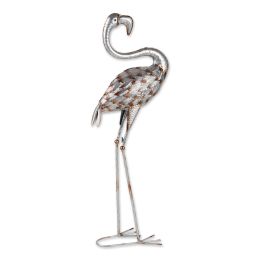 Galvanized Metal Rustic Flamingo Garden Decor