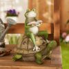 Frog Reading on Turtle Solar Garden Light