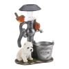 Terrier Puppy with Birds Solar Garden Light with Flower Pot