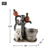 Terrier Puppy with Birds Solar Garden Light with Flower Pot