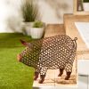 Open Geometric Frame Metal Pig Sculpture