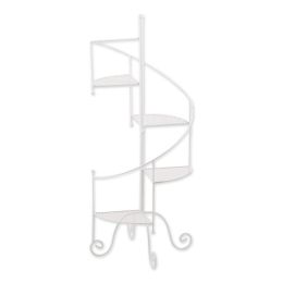 Summerfield Terrace Iron Spiral Staircase Plant Stand - White