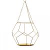 Accent Plus Golden Metal Geometric Prism Hanging Plant Holder