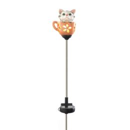 Summerfield Terrace Solar Lighted Garden Stake - Kitten in a Tea Cup