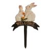 pAccent Plus Cast Iron Bunny Rabbits Welcome Flower Pot Stake