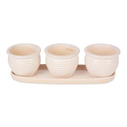 Ceramic Mini Planter Set - Ivory Round