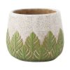 Cement Flower Pot Set - Green Leaves