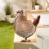 Open Geometric Frame Metal Chicken Sculpture